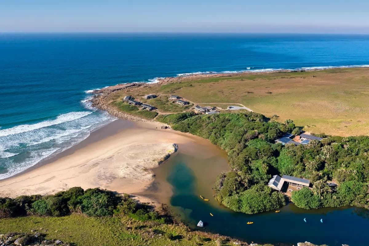 Aerial view of Gwegwe Beach Lodge