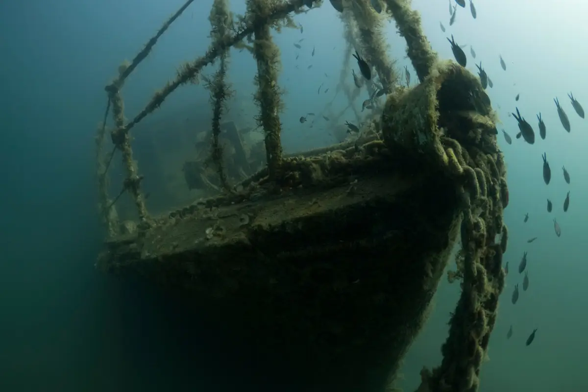Shipwreck under the ocean
