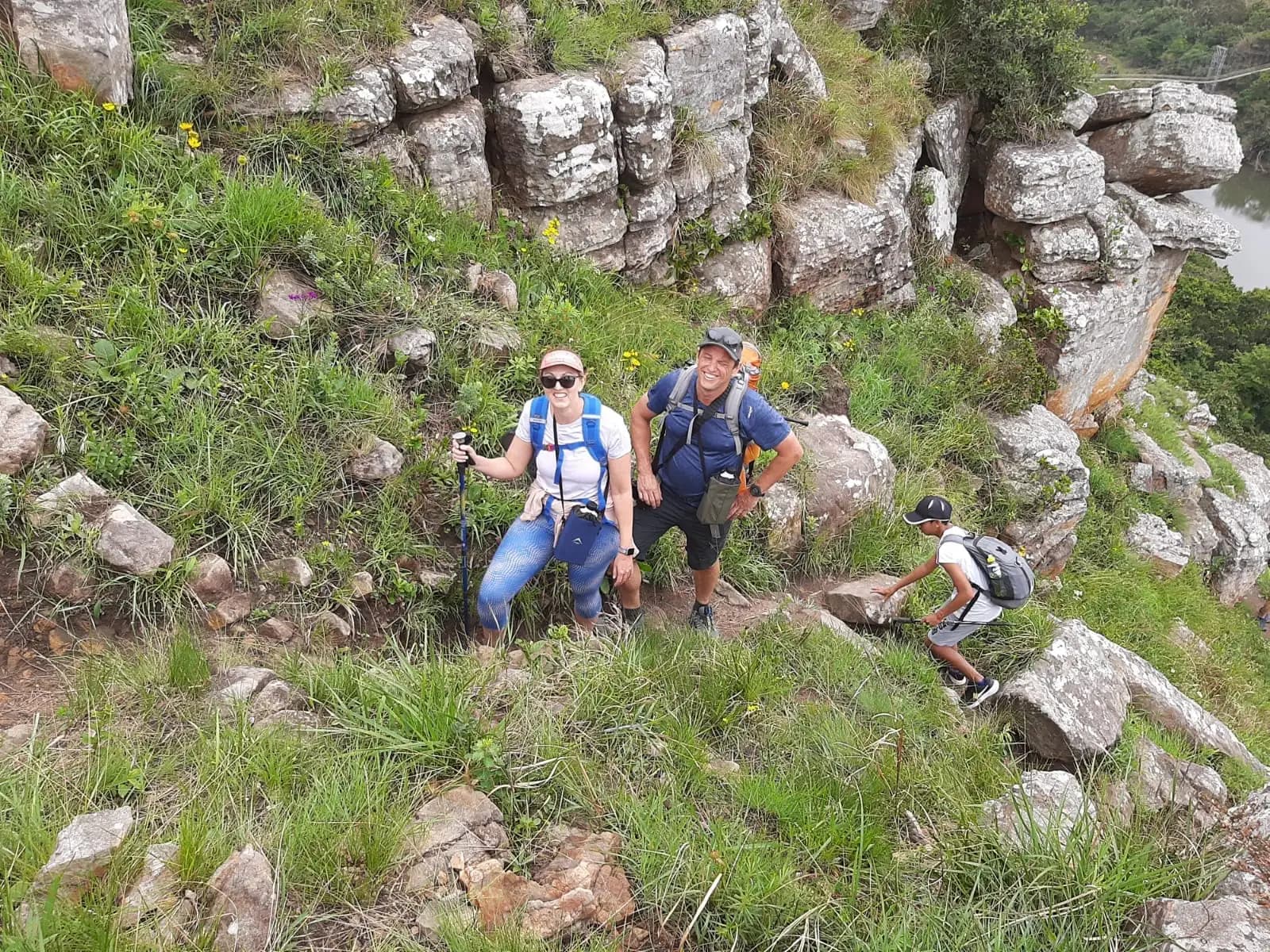 Hikers climbing the Mzamba gorge