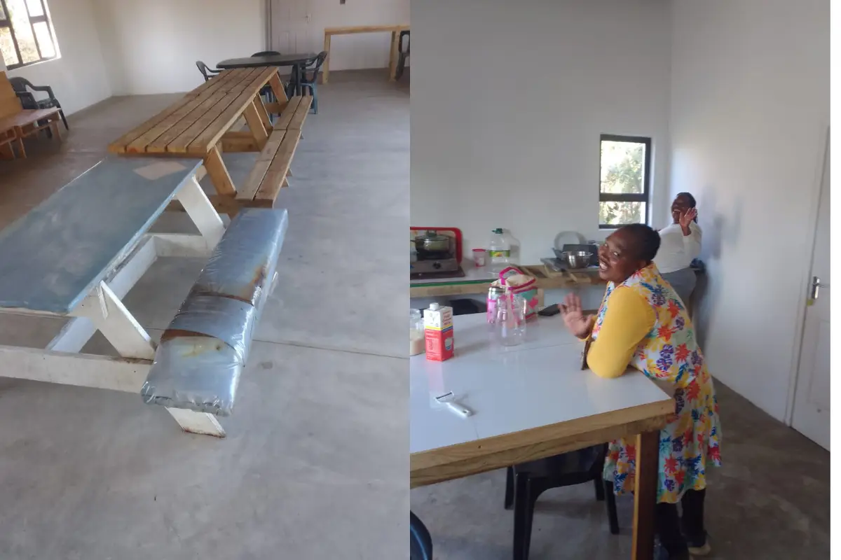 Inside Mtentu Lodge with the local ladies who work here