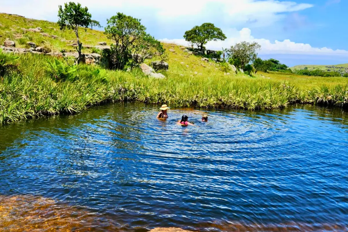 Swimmers in a natural rock pool